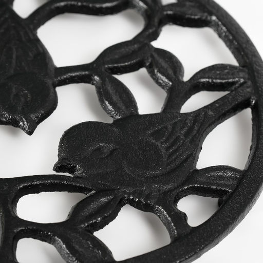 Фигурка чугун, подставка под горячее «Птички в листьях», 15.6×15.6×1.5 см