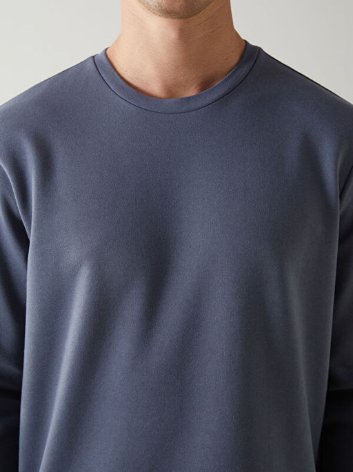 Bisiklet Yaka Uzun Kollu Erkek Sweatshirt