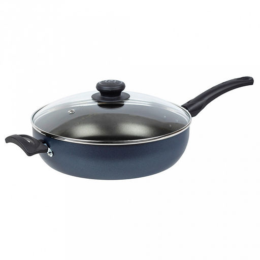 "Azure" Сотейник с антипригарным покрытием д26см "Сатин", h7см, s0,18см, стеклянная крышка (Россия)