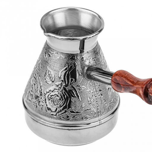 Турка медная 400мл "Роза", д9см, h10,9см, s0,8мм, деревянная ручка (Россия)