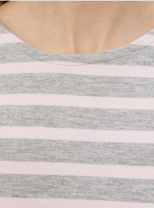 Прямое платье-футболка в серо-розовую полоску - Incity фото 3
