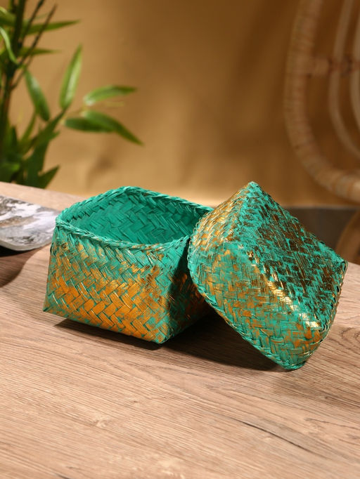 Корзинка плетёная «Голден мини», 12×12×10 см, голубая