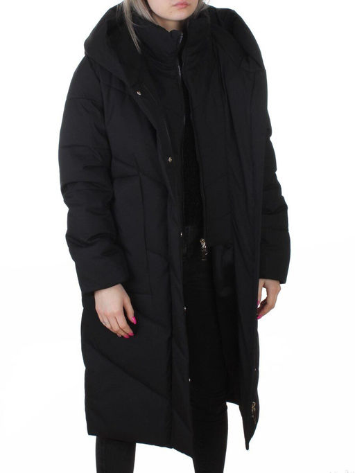 8836 BLACK Пальто зимнее женское (150 гр. холлофайбер)
