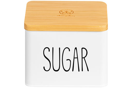 Емкость для хранения 1,5 л 14*11*11 см SUGAR с деревянной крышкой, белая - Elan gallery фото 4