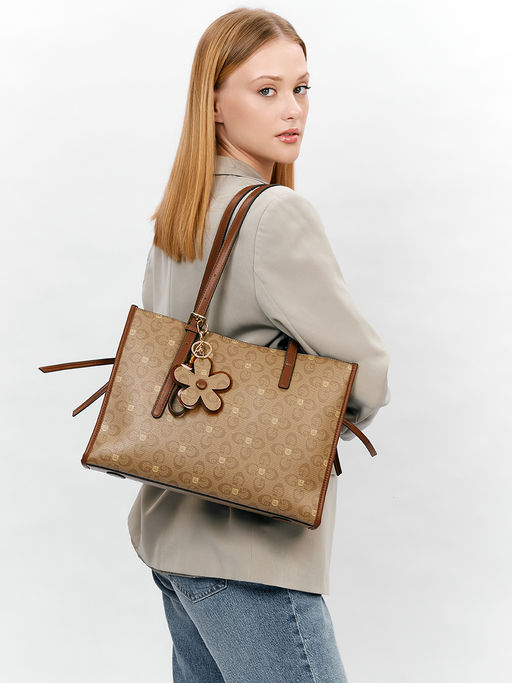 LACCOMA сумка AC326-лагуна темно-бежевый эко кожа хлопок фото 7