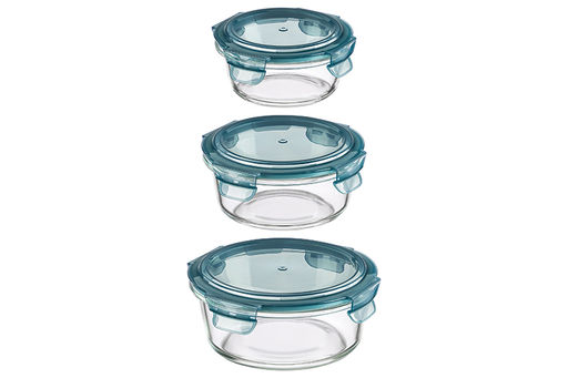 Набор 3 круглых контейнеров 400 мл, 620 мл, 950 мл с пластик. крышк. с защел., с сил.уплотн