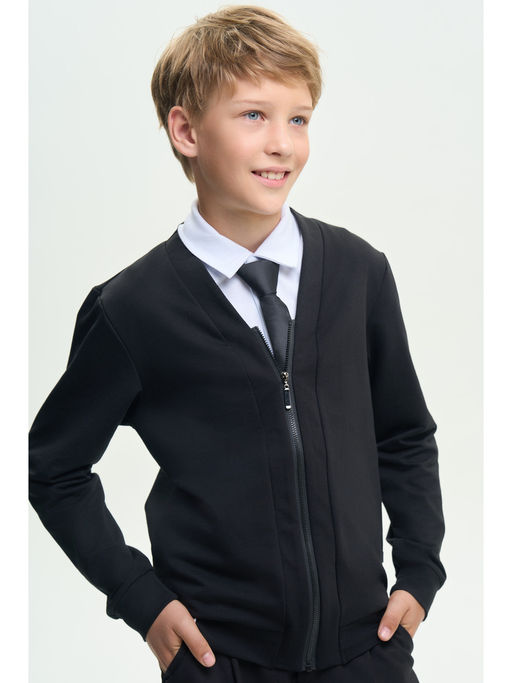 Кардиган черный футер 2-х нитка с лайкрой