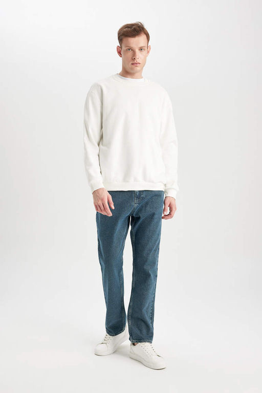 Джинсовые брюки прямого кроя с нормальной талией и нормальной талией - Defacto фото 2