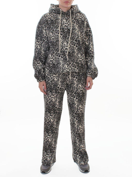 870-8 MILK/LEOPARD Костюм спортивный зимний женский (95% хлопок, 5% полиэстер)