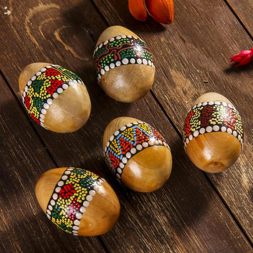 Сувенирный музыкальный инструмент Маракас Яйцо с узором, 6.5?5?5 см, МИКС