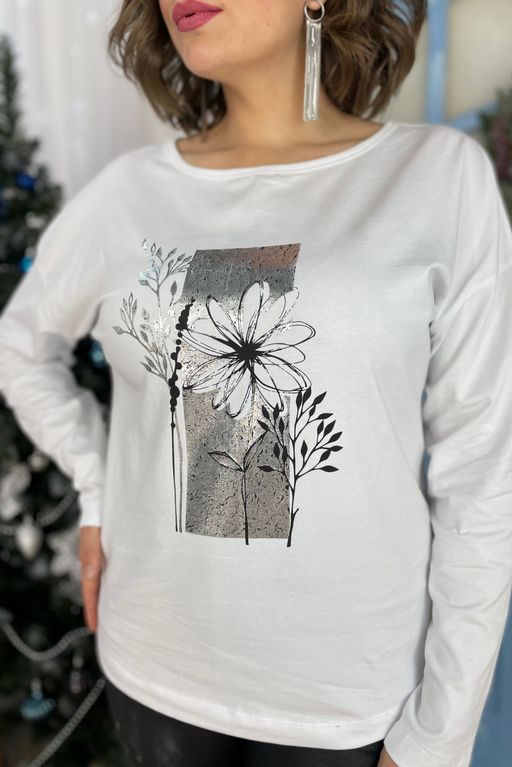 Свитшот Rumoda 2054/1 белый/принт серебро  фото 6