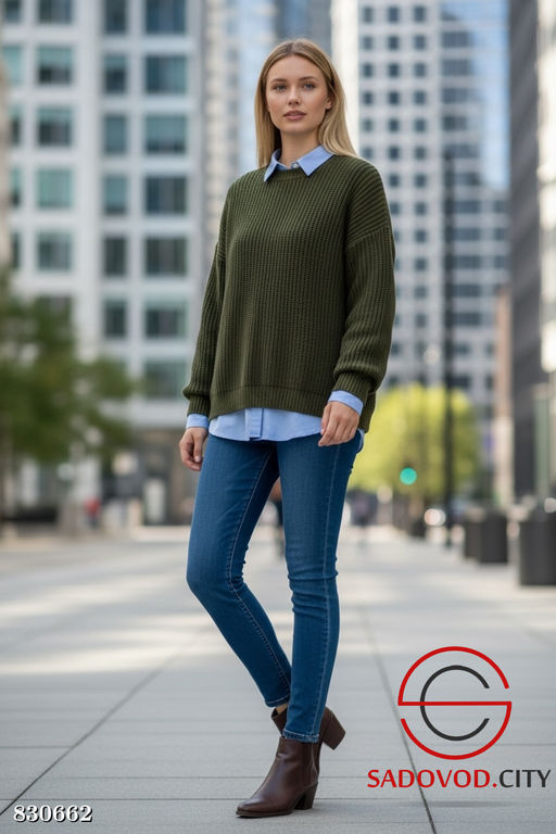 Свитер вязаный однотонный