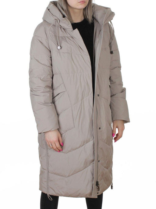 8806 GRAY/BEIGE Пальто зимнее женское (150 гр. холлофайбер)