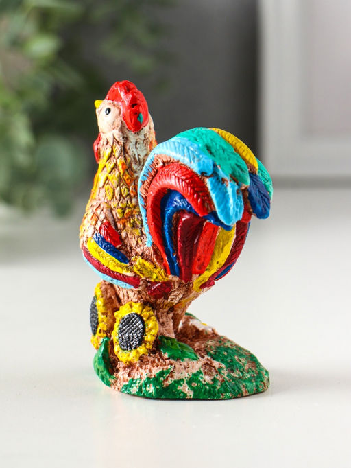 Цена за 2 шт. Фигурка гипс Петушок, радуга, 9.7?8?5 см