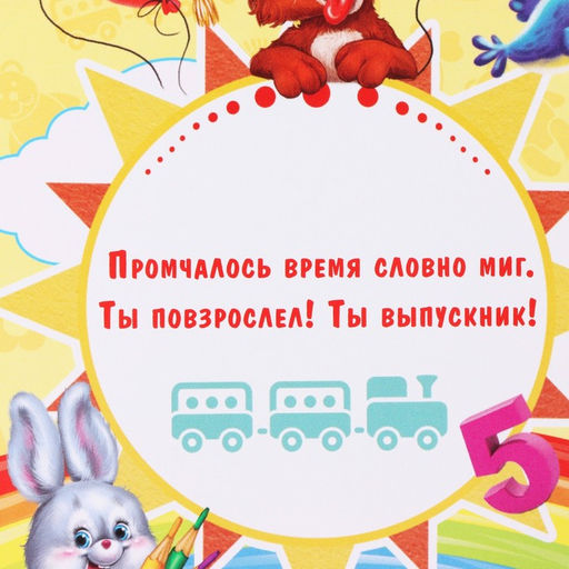 Диплом "Выпускника детского сада", 19х11х0,9 см, набор 5 шт