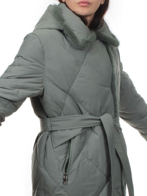 309 GRAY/GREEN Пальто зимнее стеганое женское (200 гр. холлофайбер, натуральная норка) - Fashion фото 3