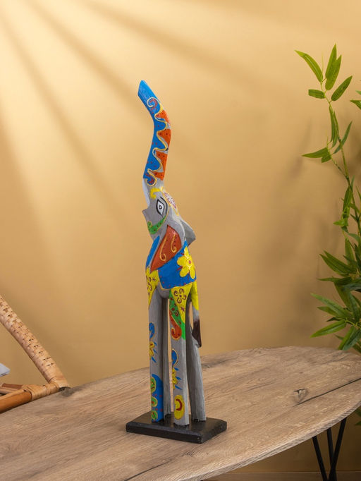 Сувенир «Слон пёстрый», на подставке, 9×16×60 см, дерево