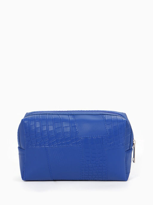Косметичка ONE COLOR, на молнии, искусственная кожа, синяя