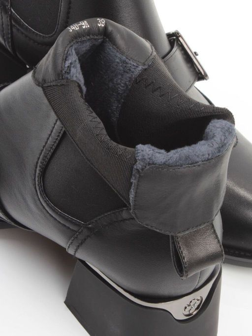 01-J4B-9A BLACK Ботинки "Челси" демисезонные женские (натуральная кожа, байка)