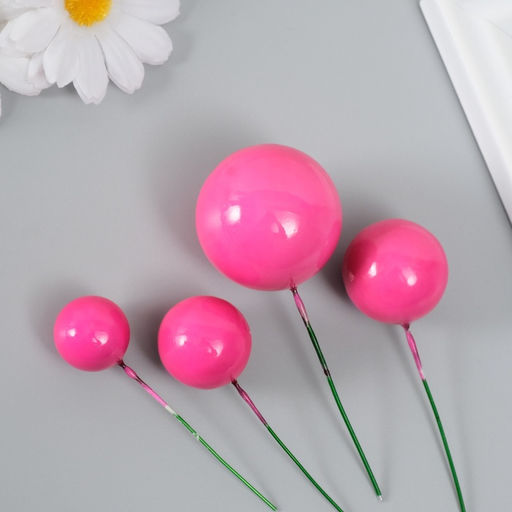 Декор для творчества «Шарики фуксия», d=2; 3; 3.5 и 4 см, набор 20 шт.