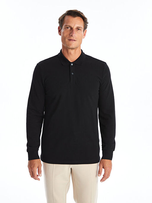 Polo Yaka Uzun Kollu Pike Erkek Ti??rt