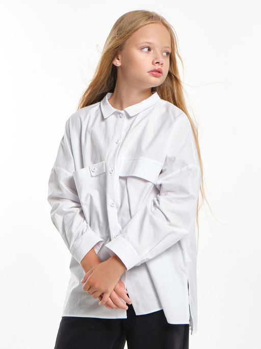 Рубашка для девочки подросткам школьная форма оверсайз UD 7953 белый - Mini maxi фото 8