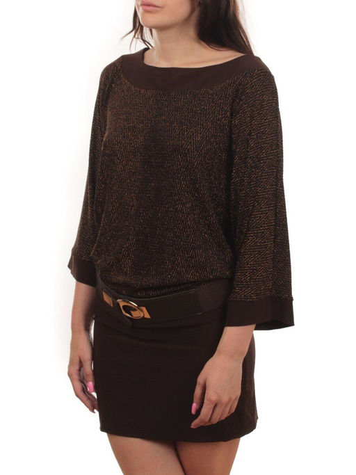 9801 BROWN Платье женское (90% полиэстер, 10% эластан)