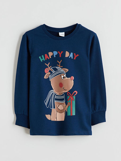 Bask?l? Erkek ?ocuk Pijama Tak?m?