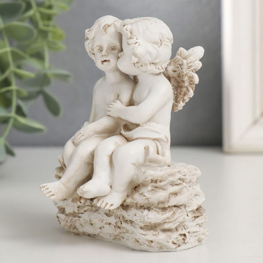 Фигурка полистоун Ангелы на камешке, 10.5?7.5?8.5 см