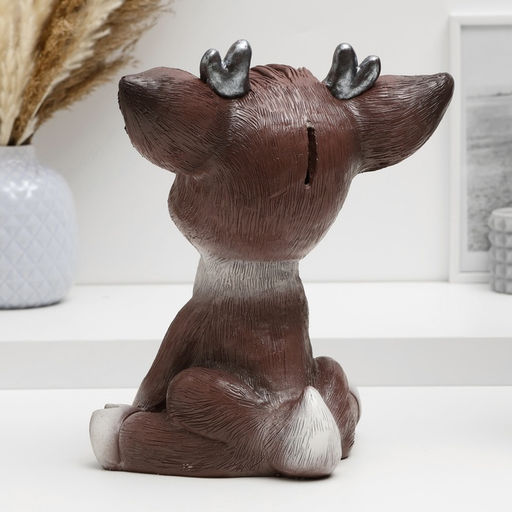 Копилка для денег Радостный олененок, гипс, коричневый, 24 см