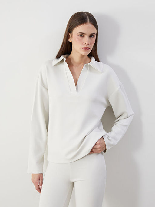 Polo Yaka Kad?n Sweatshirt