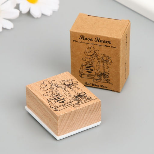 Печать дерево, резина «Цветы в бокале», 5×4×2.5 см