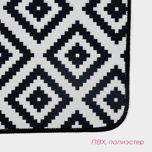 Коврики для ванной и туалета Доляна Грета, 2 шт: 5080, 4050 см, цвет чёрно-белый фото 3