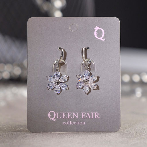 Серьги со стразами Большой бриллиант цветок, цвет МИКС - Queen fair фото 2