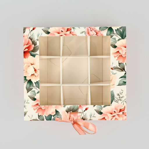 Цена за 5 шт. Коробка под 9 конфет с ячейками Ты прекрасна 14.5?13.5?3.5 см