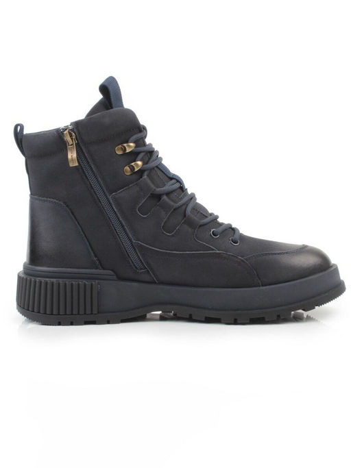 05-AW1008-6M DK. BLUE Ботинки зимние мужские (натуральная кожа, натуральный мех) - Фабричный китай фото 8