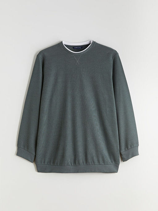 B?y?k Beden Bisiklet Yaka Erkek Sweatshirt