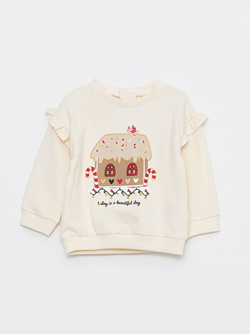 Bisiklet Yaka Uzun Kollu K?z Bebek Sweatshirt ve Tayt 2li Tak?m - Waikiki фото 2