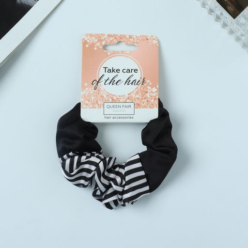 Цена за 3 шт. Резинка для волос «Орбита», половинка полоски, 8 см, чёрно-белая