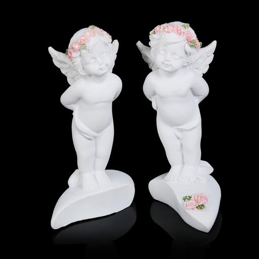 Набор фигурок полистоун Целующиеся ангелочки в розовых веночках, 2 шт., 8.3?5?4.8 см