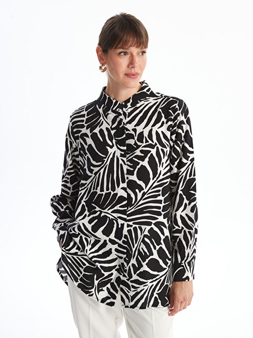 Hakim Yaka Desenli Uzun Kollu Kad?n Tunik