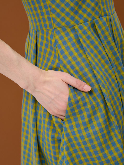 Платье хлопок OD-799-1 клетка желто-голубая OD-799-1