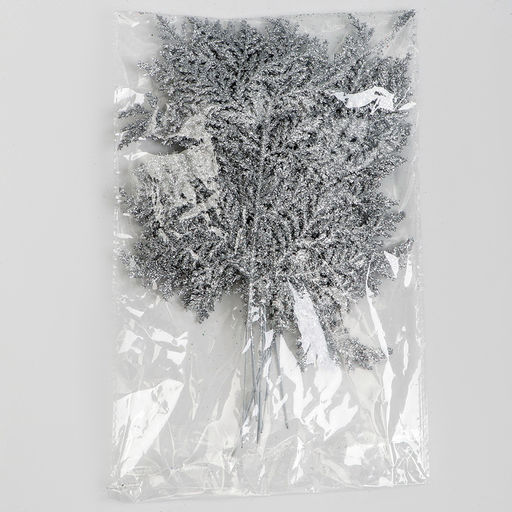 Цена за 10 шт. Декоративная веточка Изумление серебряная, 0.3?12?28 см