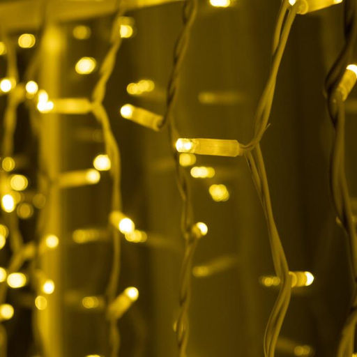 Гирлянда «Занавес» 2×1.5 м, IP65, УМС, белая нить каучук, 300 LED, свечение тёплое белое, 220 В