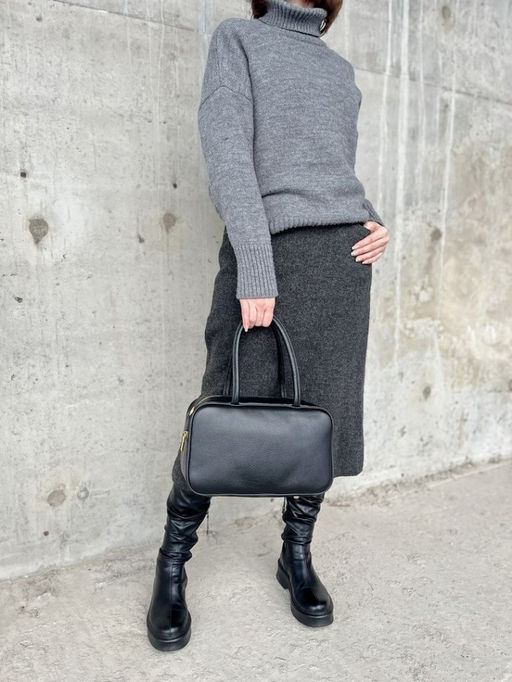 Женская кожаная сумка бочонок 1003 Блек