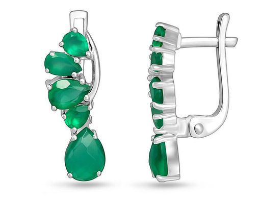 Серьги, зеленый агат, Белиз