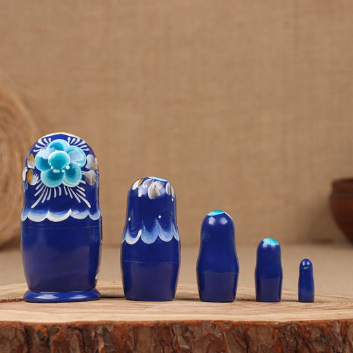 Матрёшка дерево «Клава», голубое платье, 5-кукольная, 12 см