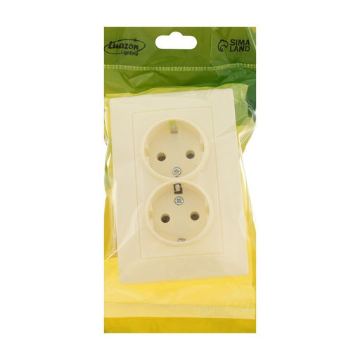 Розетка Luazon Lighting «Антей», 16 А, скрытая, IP20, двухместная, с заземлением, бежевая