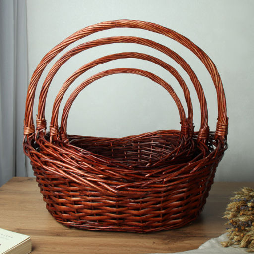 Корзина плетеная 4 штуки коричневые / S/4-B /уп 20/49х37х18/43х32х16/37х26х15/31х20х13 см /уп 20/ - ГалеонТрейд фото 3