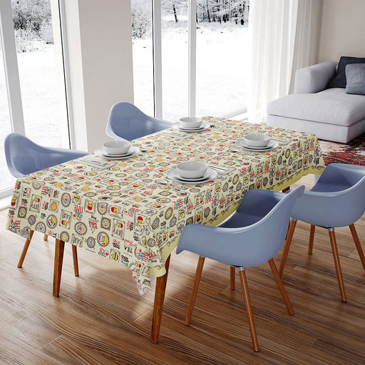 Скатерть 120х145см "Чаепитие", длина стола до 105см, на 4 персоны, рогожка (хлопок 100%) 171г/м2, упаковка классическая, пакет ПВХ 28х41см, "Домашняя мода" (Россия)